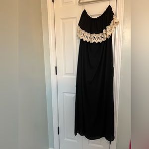 Black strapless maxi dress